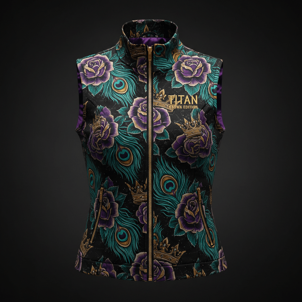 TITAN Women's Vest Jacket - Crown Edition tattoo-style artwork