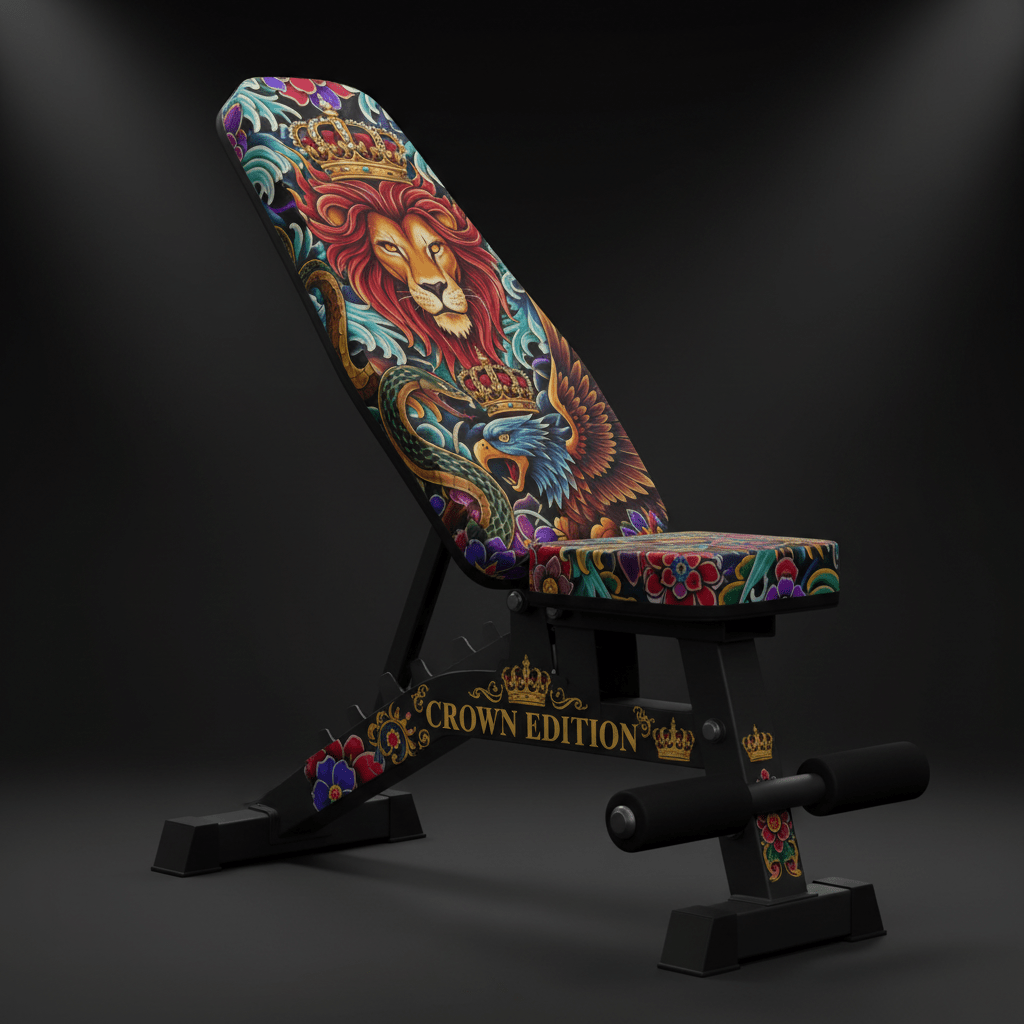TITAN Crown Edition Preacher Curl Bench — Crown Edition matte black and gold
