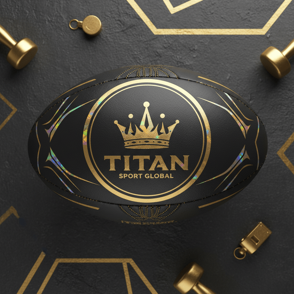 TITAN Crown Edition Rugby Ball Matte Black Gold