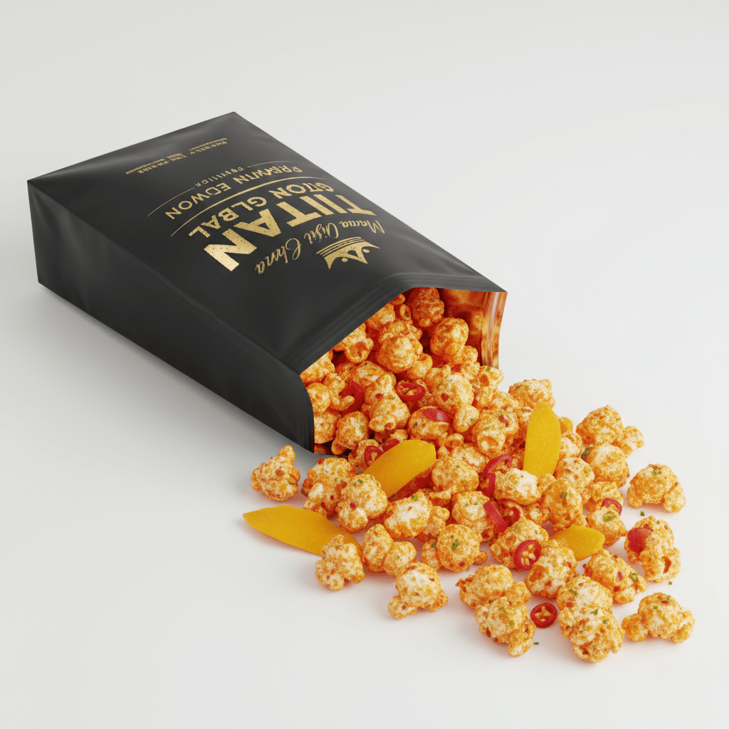 Crown Edition Mango Chili Lime Protein Popcorn — matte black Crown Edition pouch