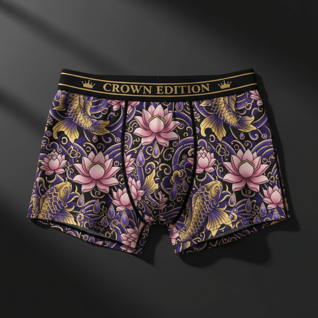 TITAN Crown Edition Women's Cozy Boxer Shorts — Lotus Empress Tattoo Art