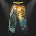 TITAN Isis Phoenix Women's Lounge Pants Crown Edition — phoenix in Isis goddess robes anime art on matte black