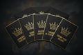 TITAN Motivational Greeting Cards 5-Pack — Black & Gold Crown Edition cards fanned out