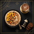 TITAN Mexican Cinnamon Mango Protein Oatmeal Breakfast flat lay dark luxury