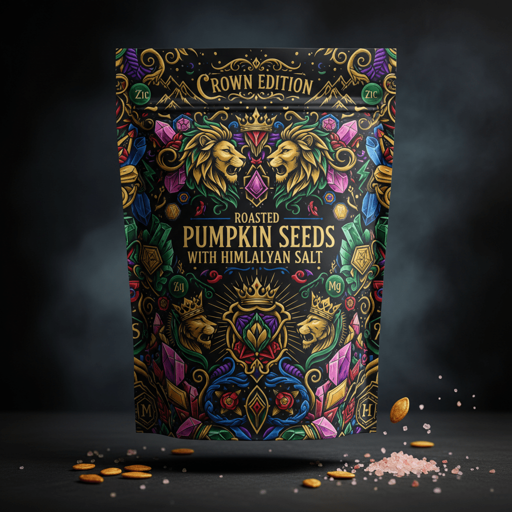 TITAN Roasted Pumpkin Seeds Himalayan Salt — Crown Edition bold tattoo-style artwork