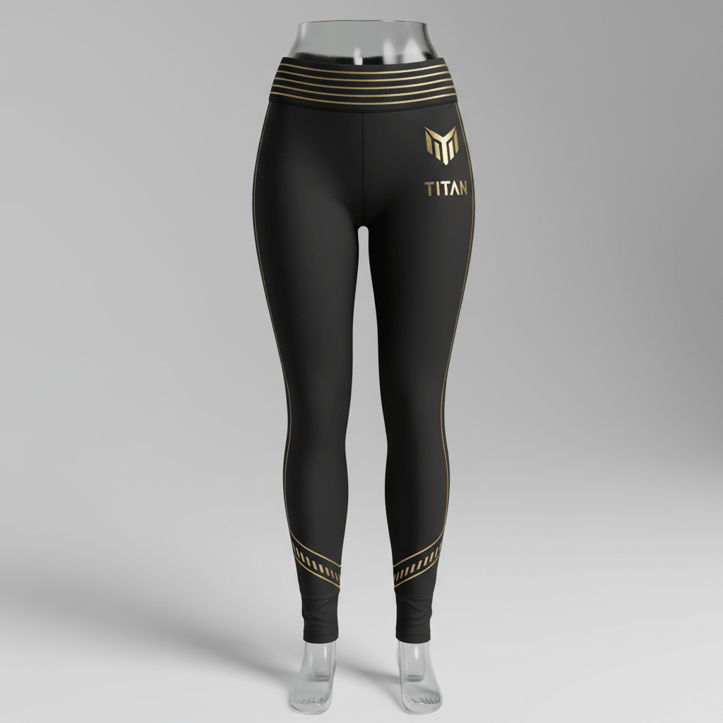 TITAN Women's High-Waisted Leggings - Black with gold logo