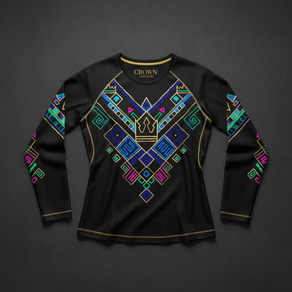 TITAN Women's Neon Yoruba Adire Long Sleeve — Oshun Edition