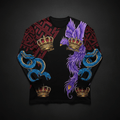TITAN Crown Edition Tattoo Art Men's Lounge Long Sleeve - bold serpent phoenix tattoo artwork on matte black pima cotton