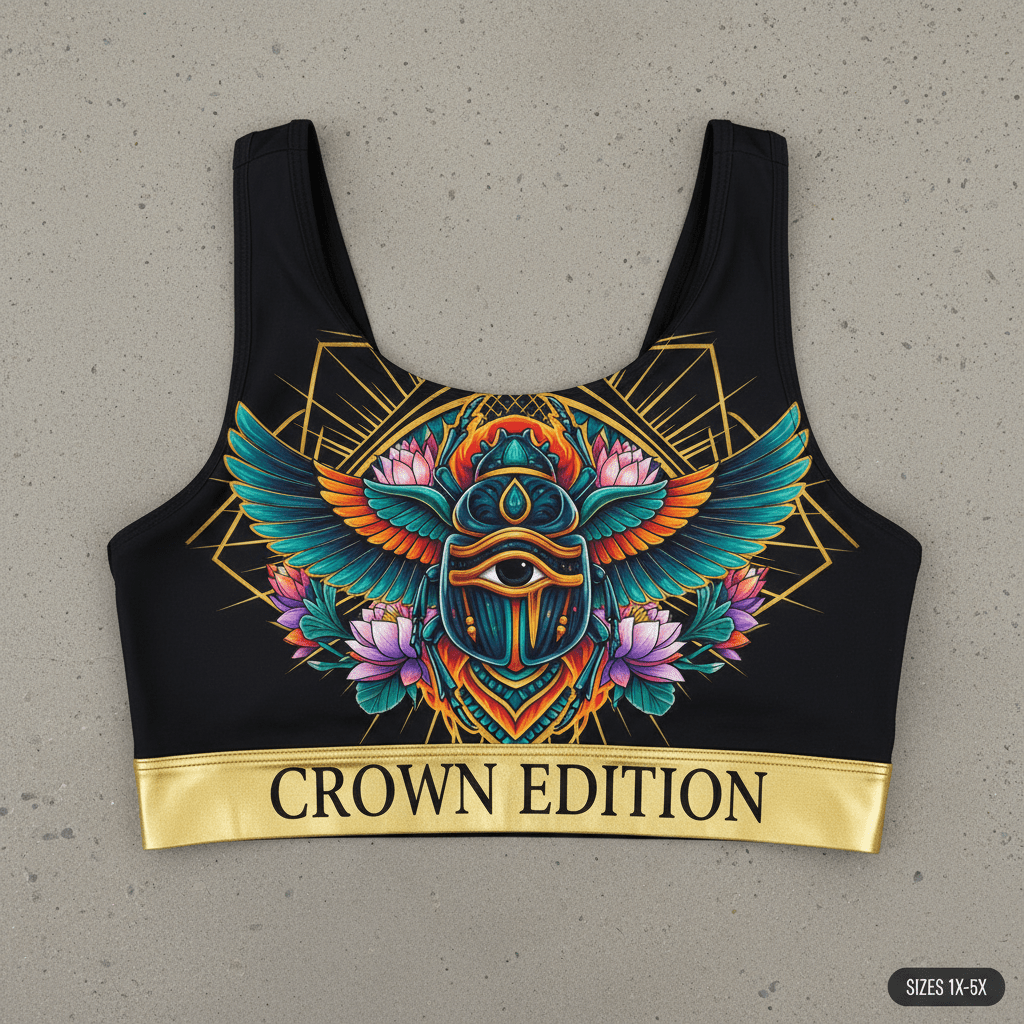 TITAN Plus Women's Sacred Scarab Sports Bra — Inclusive Crown Edition