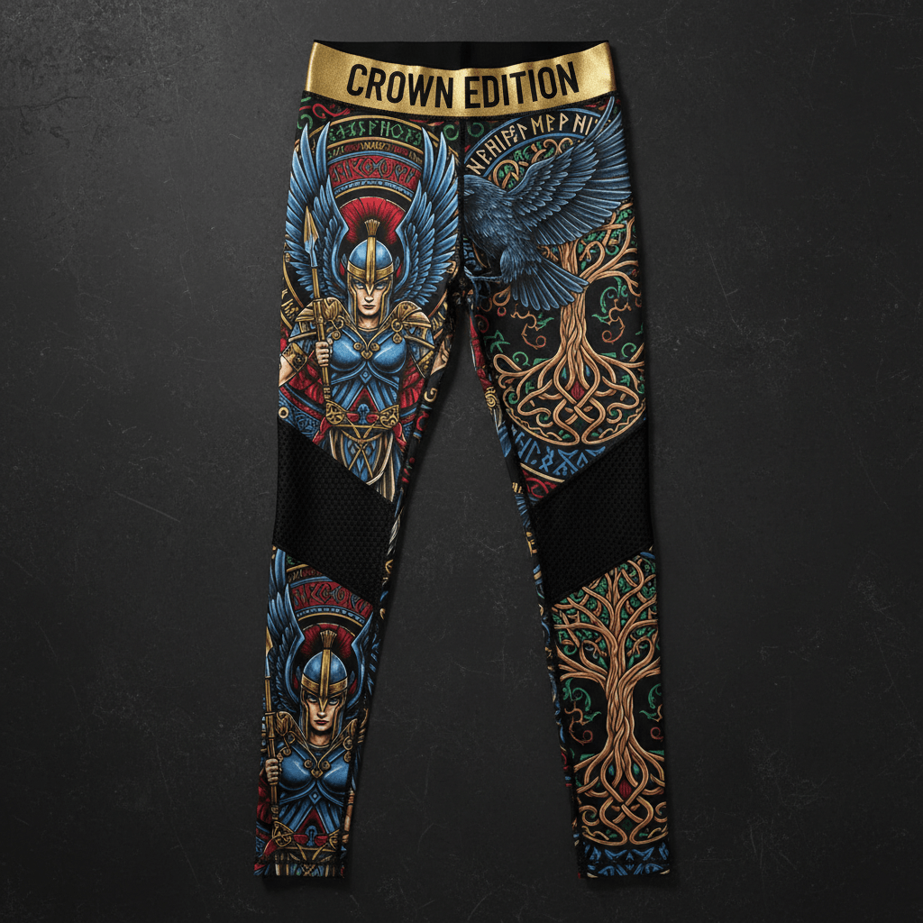 TITAN Crown Edition Tattoo Art Valkyrie Mesh Leggings Women's Athletic Bottoms
