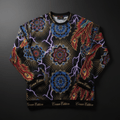 TITAN Crown Edition Tattoo Art Men's Lounge Long Sleeve - bold colorful tattoo artwork on matte black fabric
