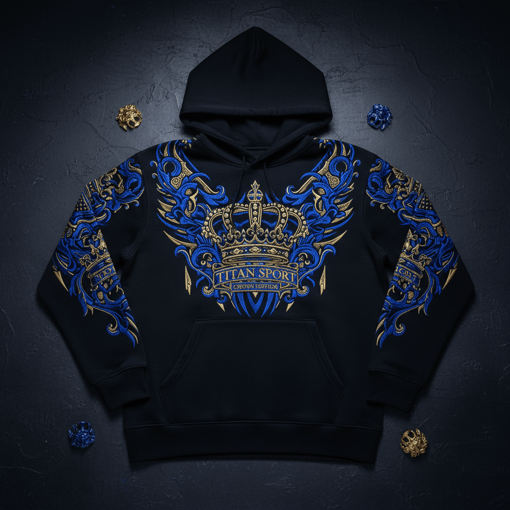 TITAN Men's Crown Edition Lounge Hoodie Sapphire Blue Gold