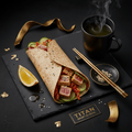 TITAN Korean Spicy Tuna Kimchi Breakfast Wrap flat lay dark luxury