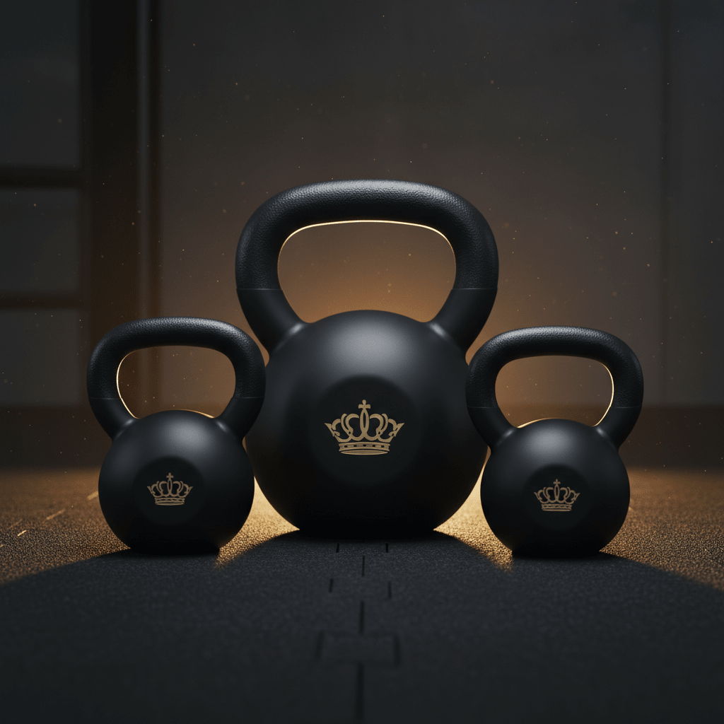 TITAN Kettlebell Trio Set Crown SWAG Edition 3 matte black gold bells