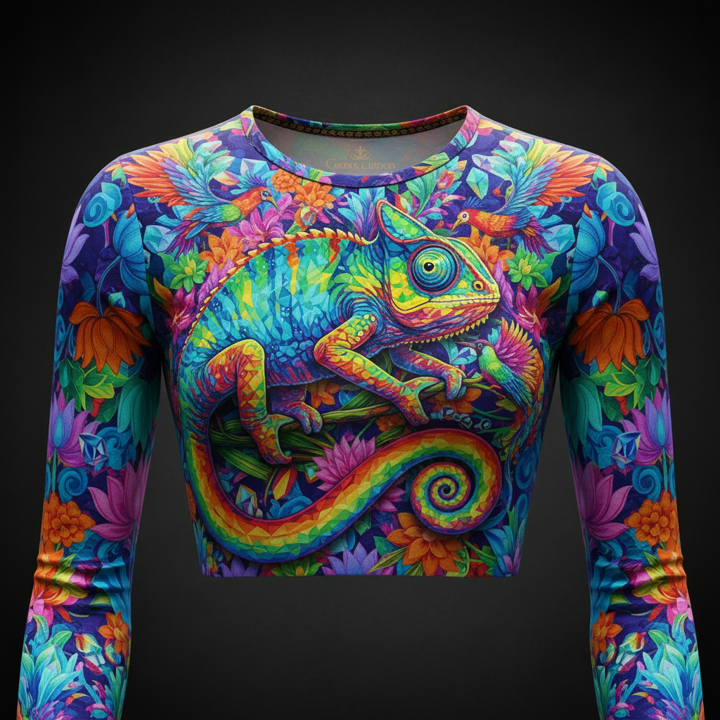 TITAN Women’s Neon Chameleon Prism Long Sleeve Crop — Chromatic Edition