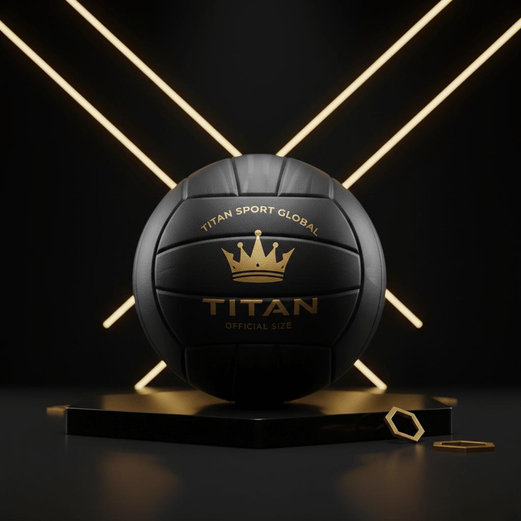 TITAN Volleyball Blackout Crown — matte black with gold crown logo