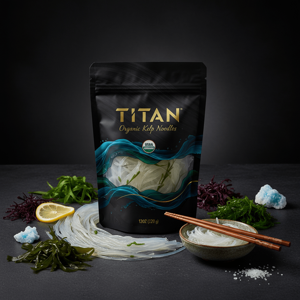 TITAN Organic Kelp Noodles - Low-Calorie Iodine Pasta 12oz