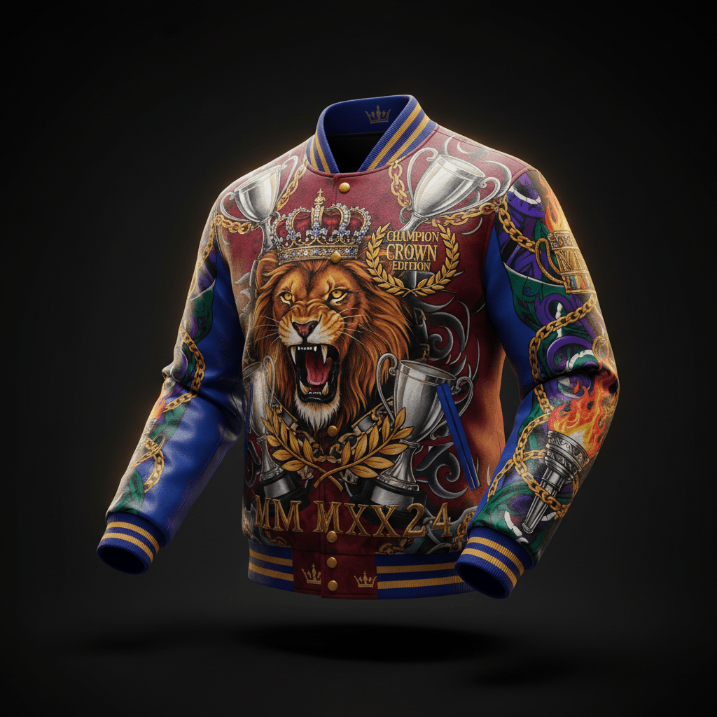 TITAN Men's Varsity Jacket - Lion King Champion Crown Edition Design