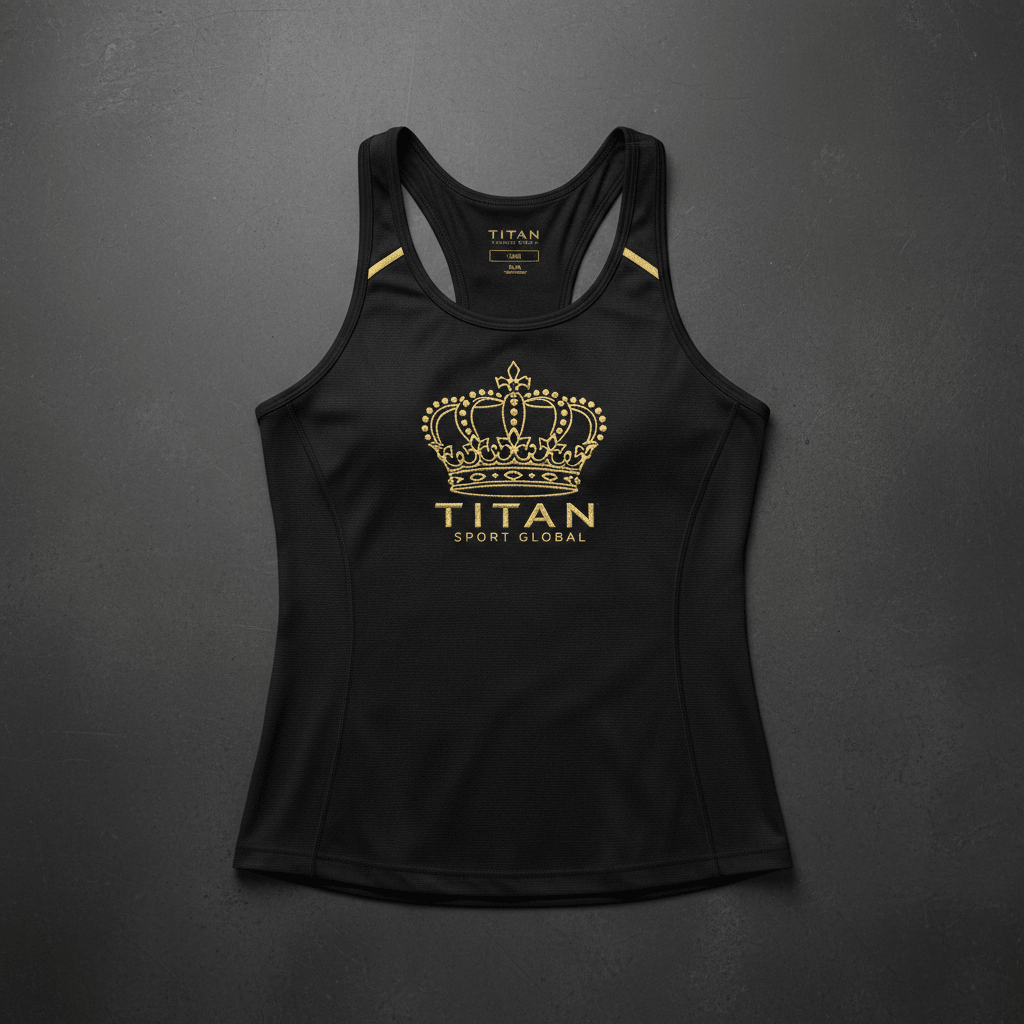 TITAN Women's Midnight Black Crown Tank Top flat lay