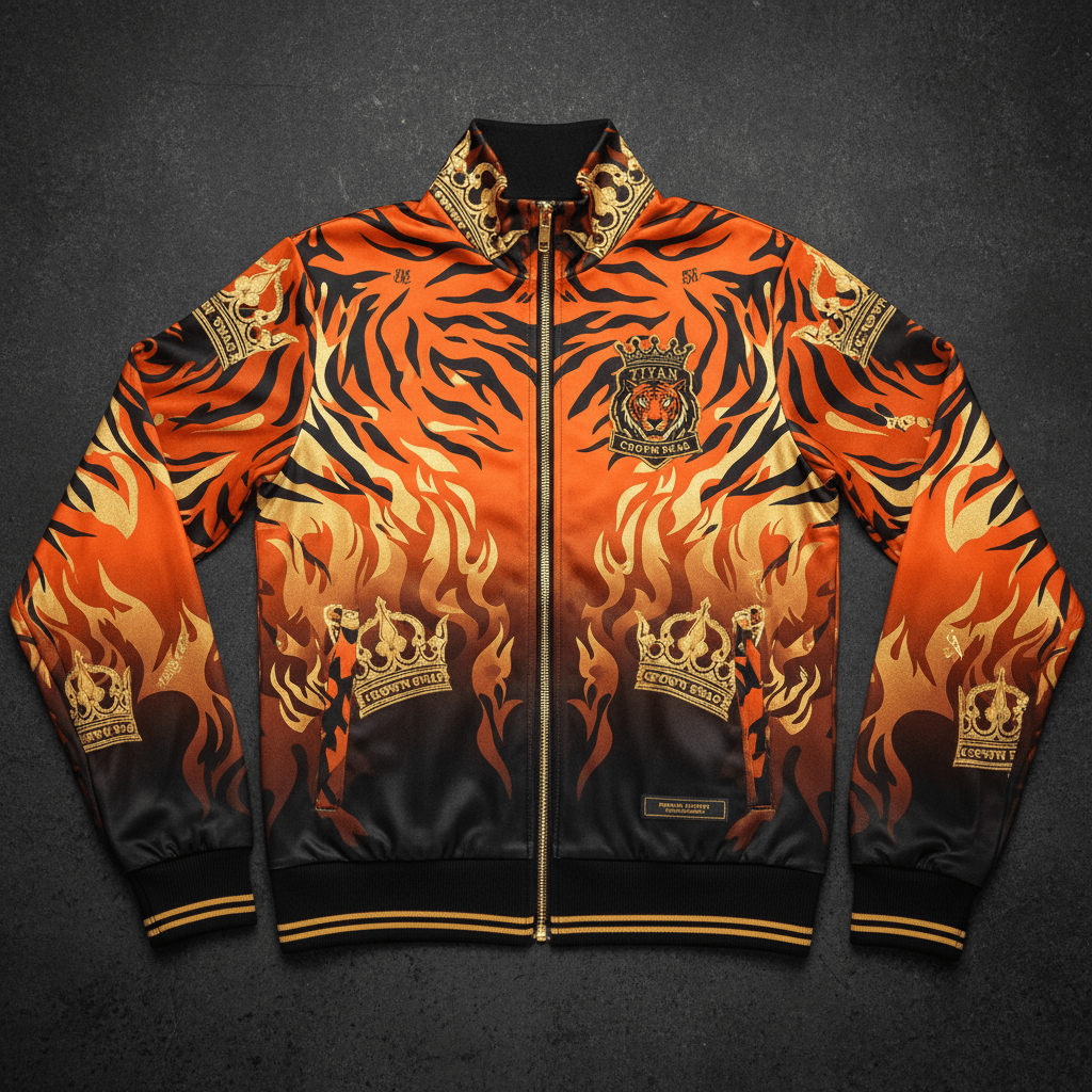 TITAN Women's Tiger Flame Crown Track Jacket — Apex Queen SWAG Edition