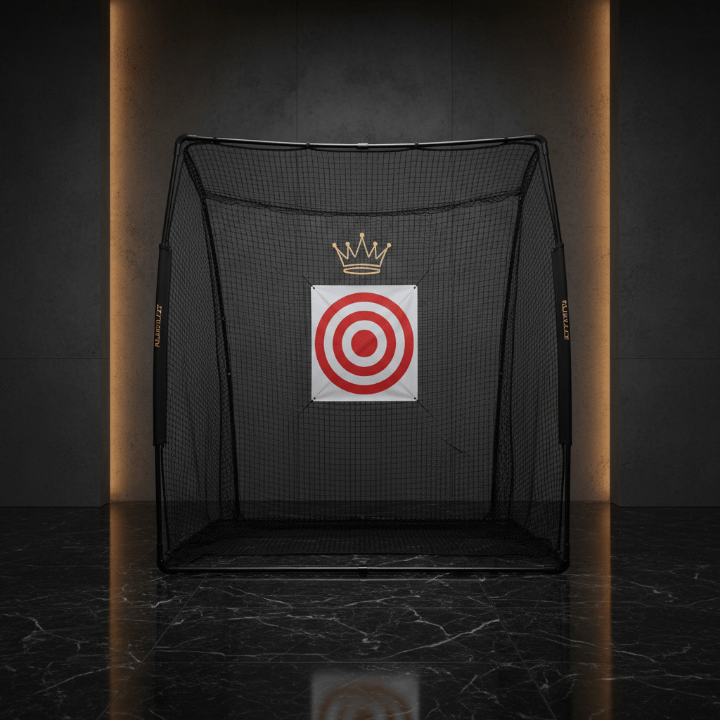 TITAN Golf Practice Net Crown Edition matte black steel frame gold crown logo heavy-duty netting target sheet
