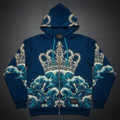 TITAN Men's Ocean Wave Crown Zip-Up Hoodie — Wave King SWAG Edition
