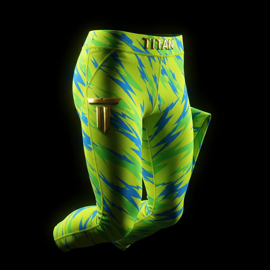 TITAN neon yellow lightning compression leggings