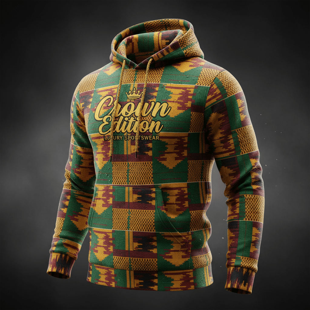 TITAN West African Kente Pullover Hoodie — Royal Edition