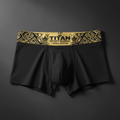TITAN Crown Edition Men's Boxer Briefs — matte black with gold waistband