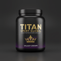 TITAN Whey Protein Powder Galaxy Crown Edition tub flat lay