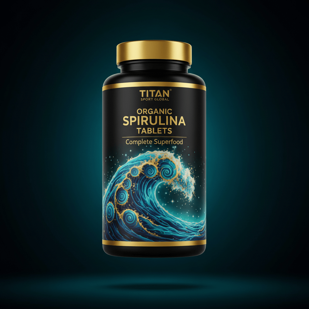 TITAN Organic Spirulina Tablets - Complete Superfood supplement bottle