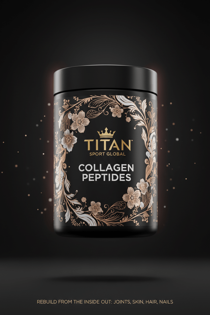 TITAN Collagen Peptides — Rose Gold Botanical Floral Design Supplement Container