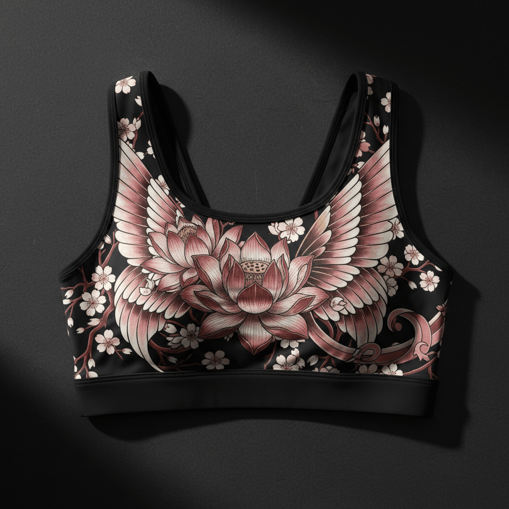 TITAN Crown Edition Women's Sports Bra — Lotus Butterfly Tattoo Art
