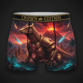 TITAN Majapahit Komodo Warrior Men's Boxer Briefs Crown Edition — komodo in Majapahit armor anime art on matte black