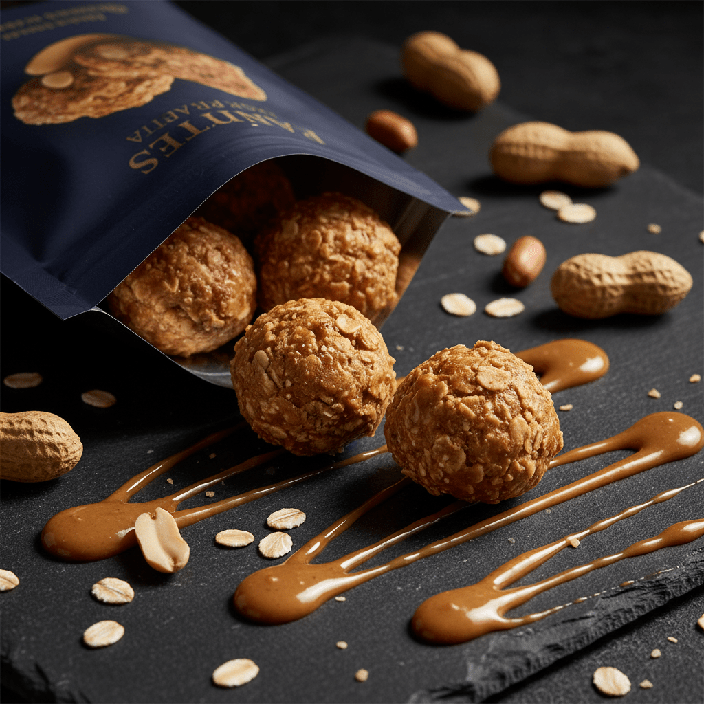 TITAN Protein Energy Bites – Peanut Butter Oat, premium product photography