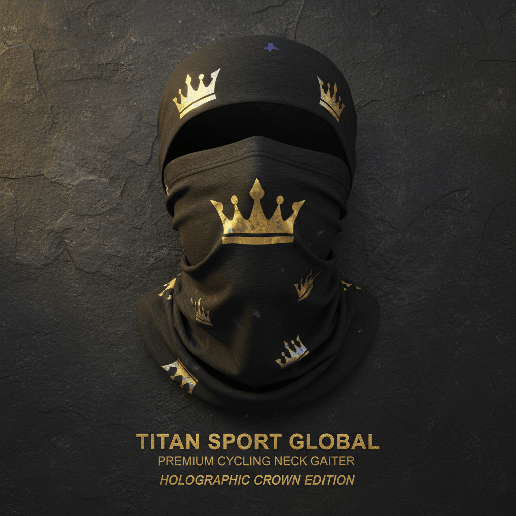TITAN Crown Edition Cycling Neck Gaiter Matte Black Gold