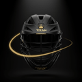 TITAN Lacrosse Helmet Crown Edition — matte black with gold crown logo