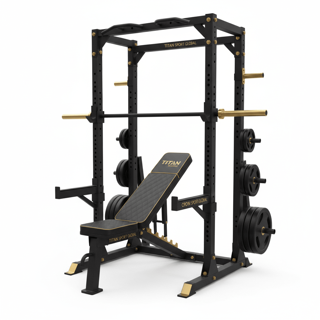 TITAN All-In-One Squat Rack & Bench Press Home Gym Combo — Crown Edition