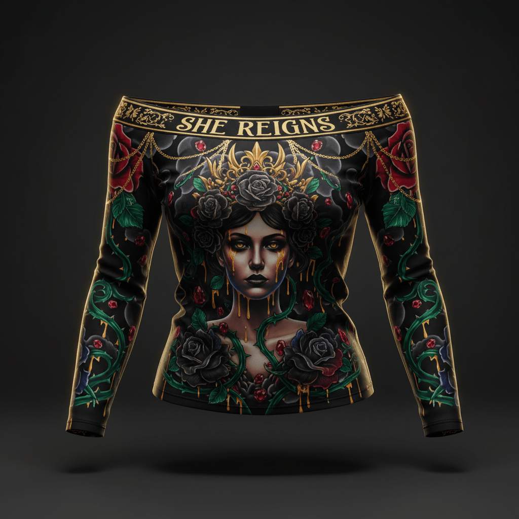 TITAN Women's Off-Shoulder Top - She Reigns Crown Edition Design