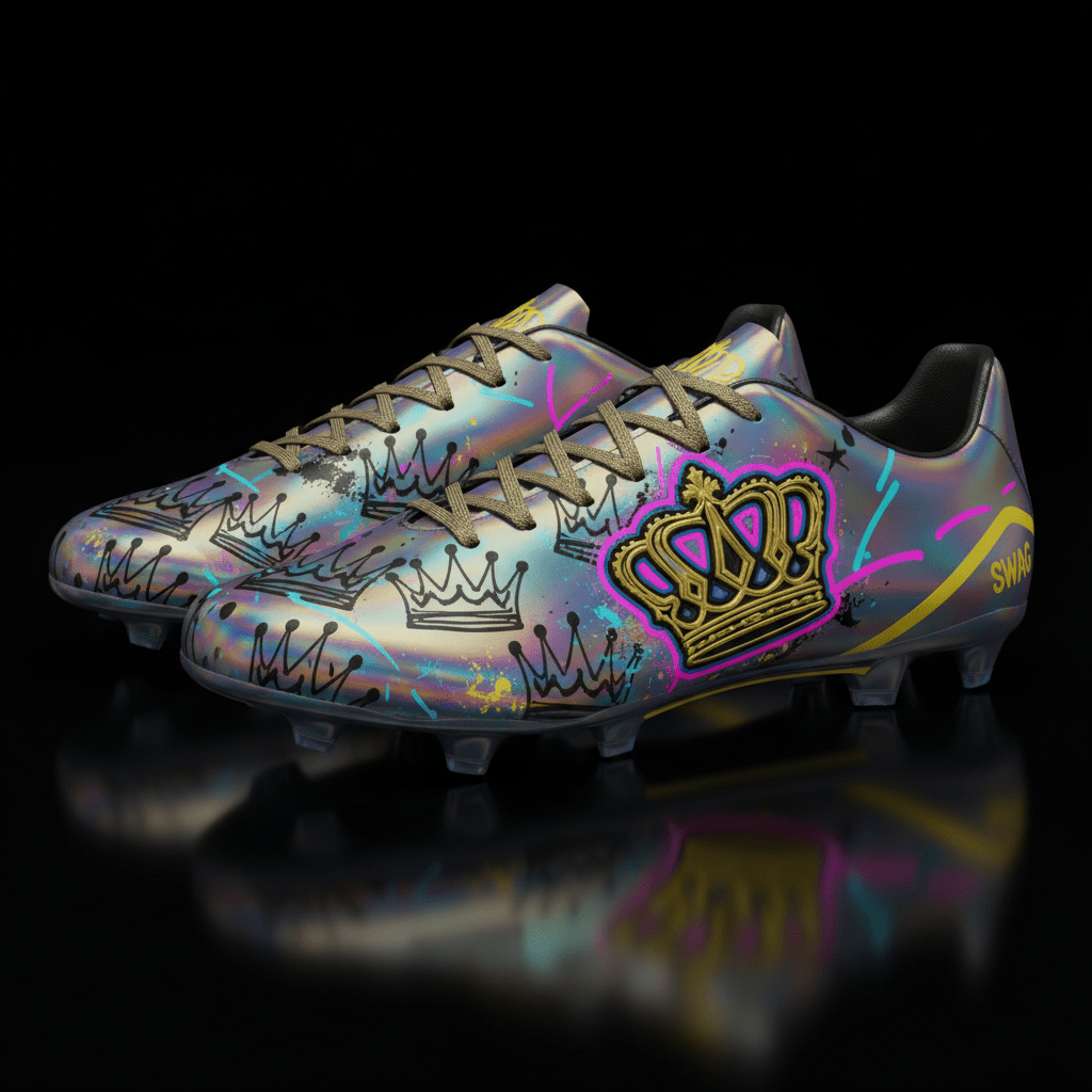 TITAN Soccer Cleats Crown SWAG Edition — Holographic Rainbow