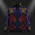 TITAN Crown Edition Tattoo Art Men's Lounge Turtleneck Sweater - bold colorful tattoo artwork on matte black knit fabric
