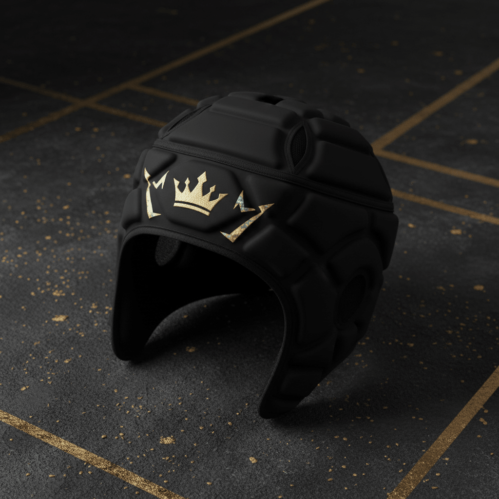 TITAN Crown Edition Rugby Scrum Cap Matte Black Gold