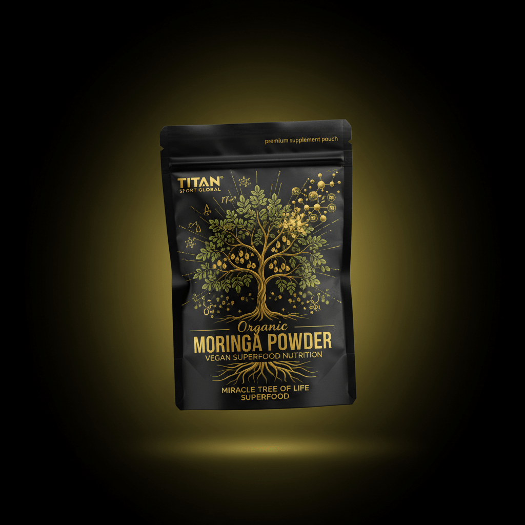 TITAN Organic Moringa Powder Vegan Superfood Nutrition supplement pouch