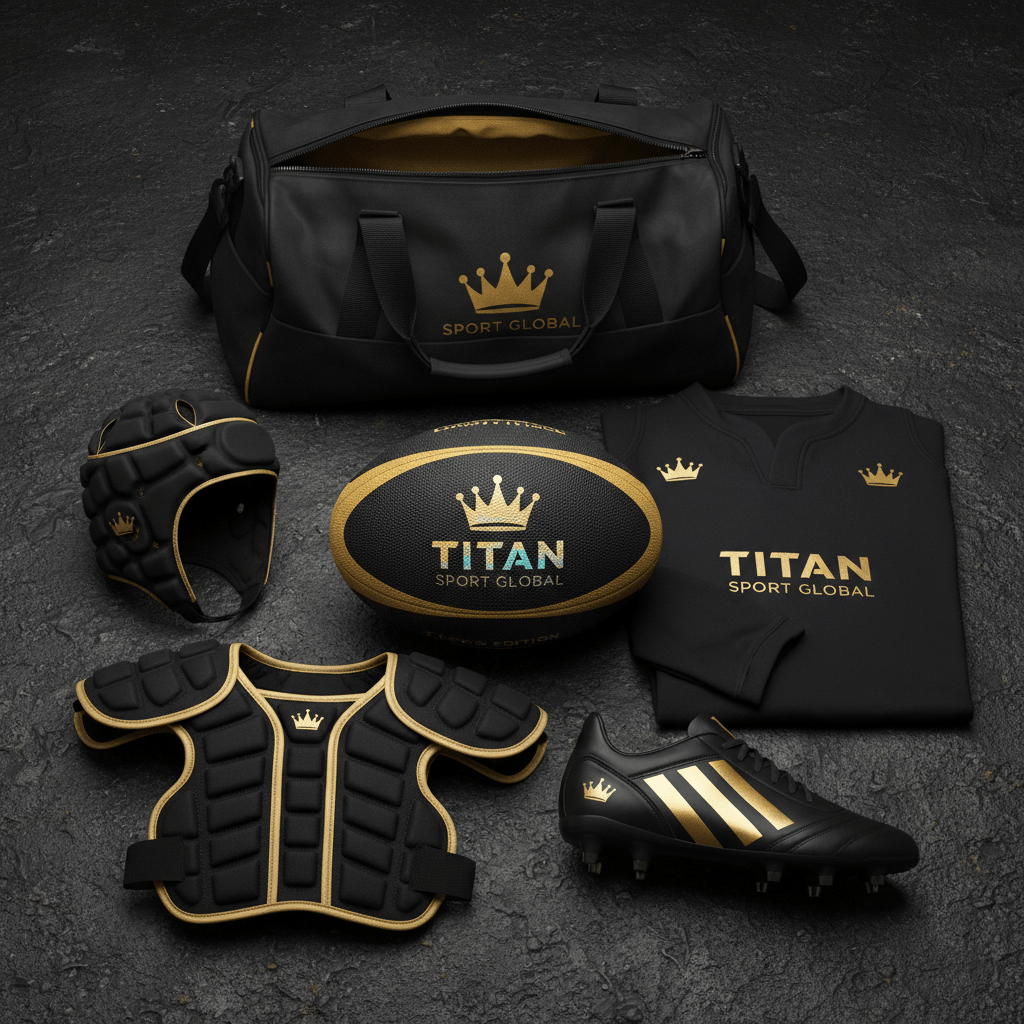 TITAN Crown Edition Rugby Ultimate Bundle Set Matte Black Gold