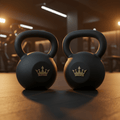 TITAN Double Kettlebell Set Crown SWAG Edition matched pair matte black gold