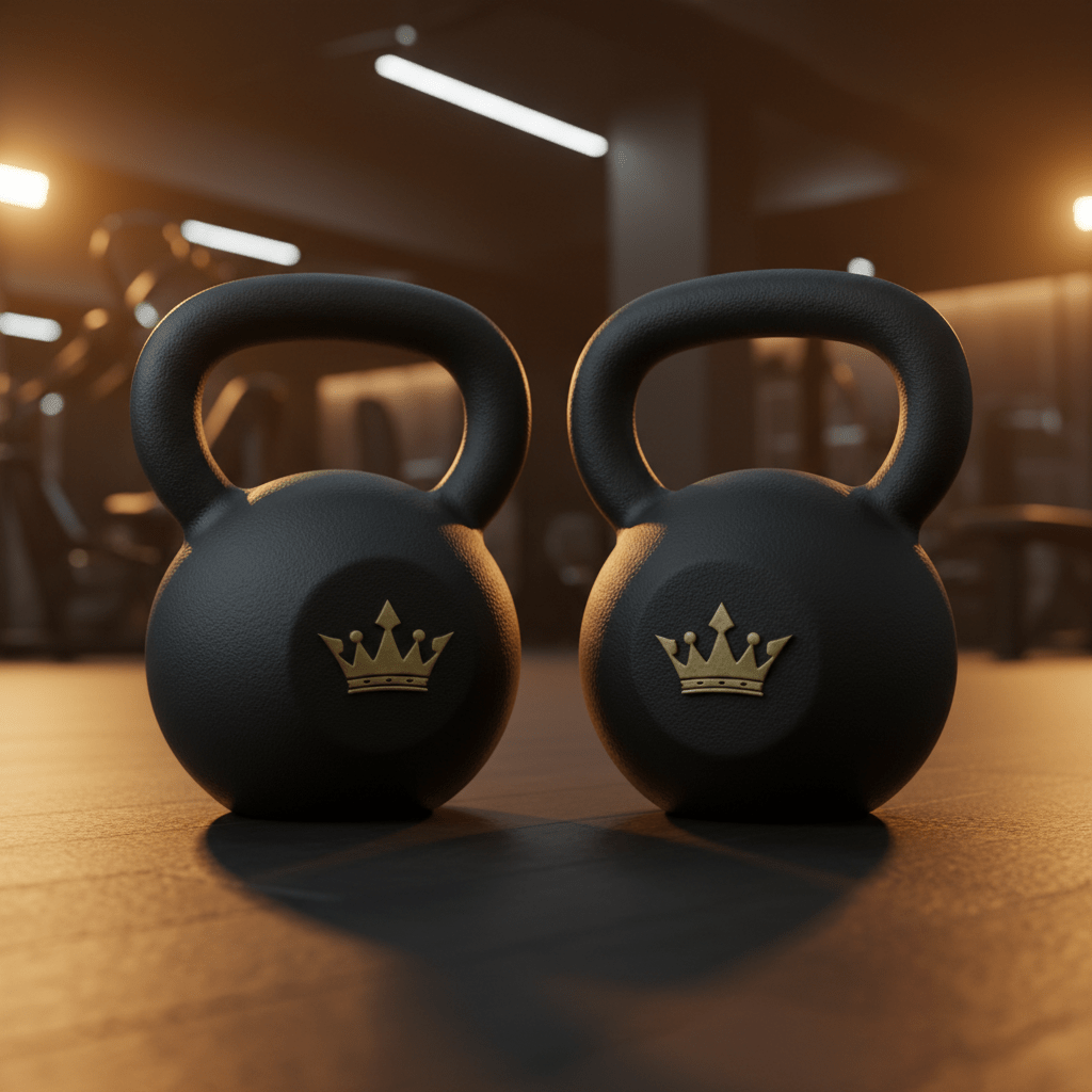 TITAN Double Kettlebell Set Crown SWAG Edition matched pair matte black gold