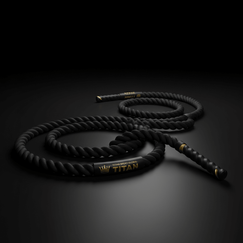 TITAN Battle Rope Blackout Crown — matte black with gold crown logo