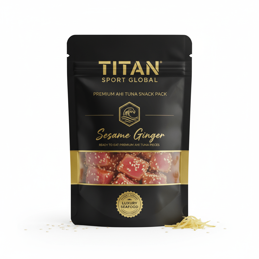 TITAN Ahi Tuna Snack Pack Sesame Ginger — matte black pouch