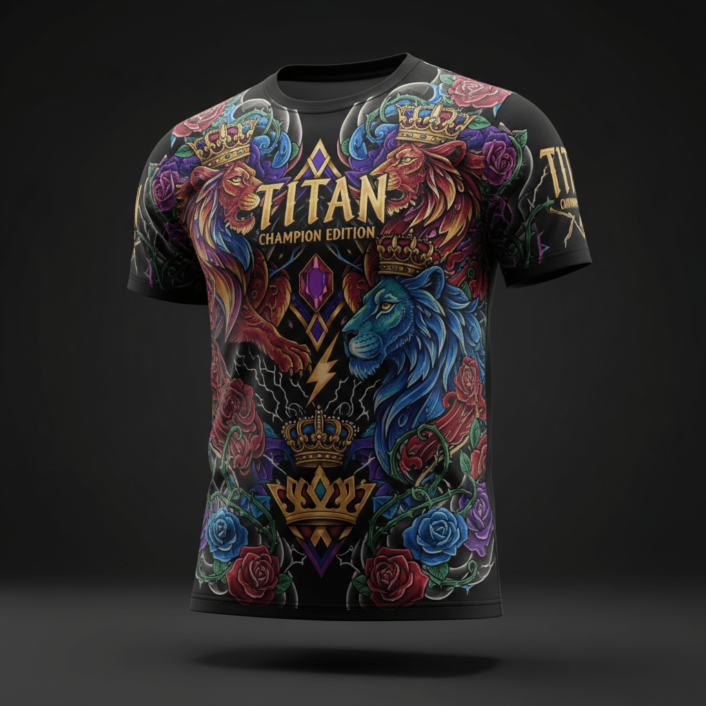TITAN Performance Tee Champion Edition with bold tattoo-style Crown Edition artwork