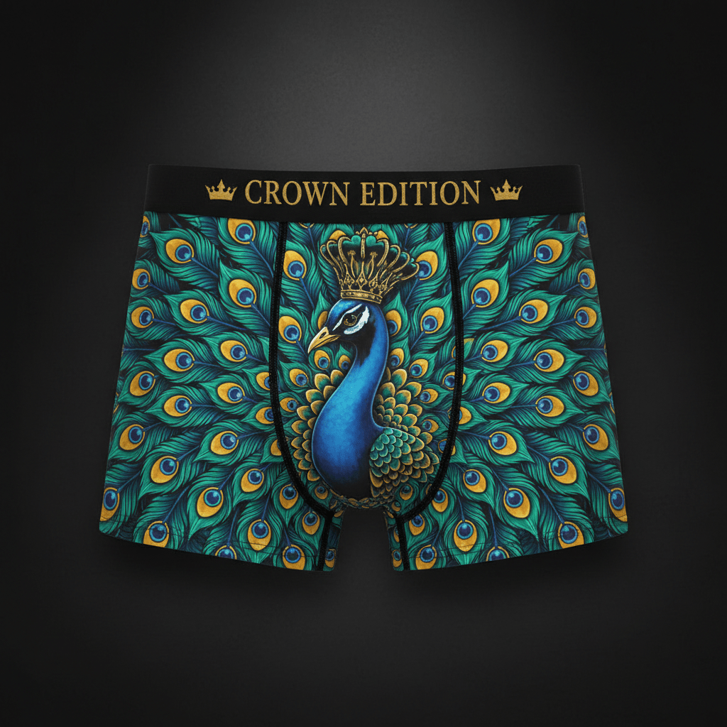 TITAN Crown Edition Women's Cozy Boxer Shorts — Peacock Empress Tattoo Art